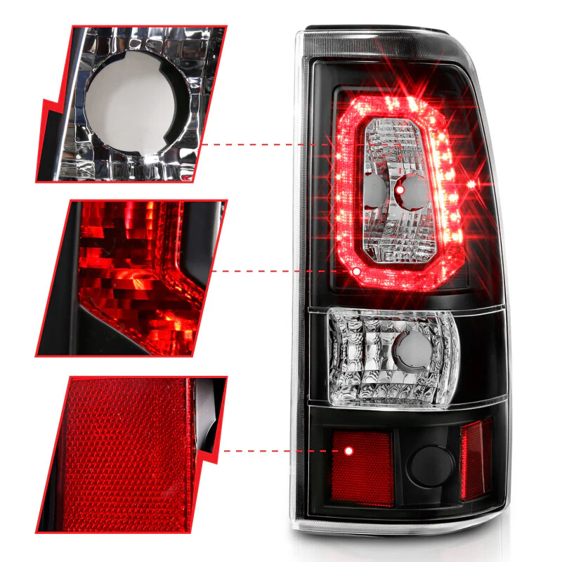 ANZO 1999-2002 Chevy Silverado 1500 LED Taillights Plank Style Black w/Clear Lens - Image 6