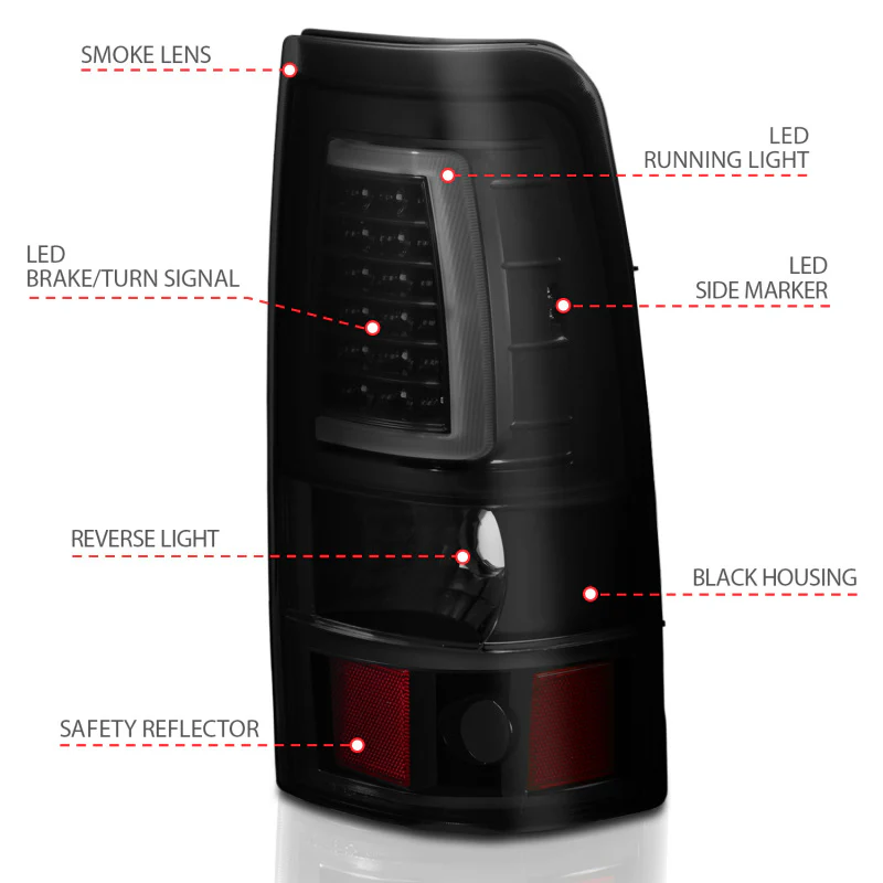 ANZO 1999-2002 Chevy Silverado 1500 LED Taillights Plank Style Black w/Smoke Lens - Image 16