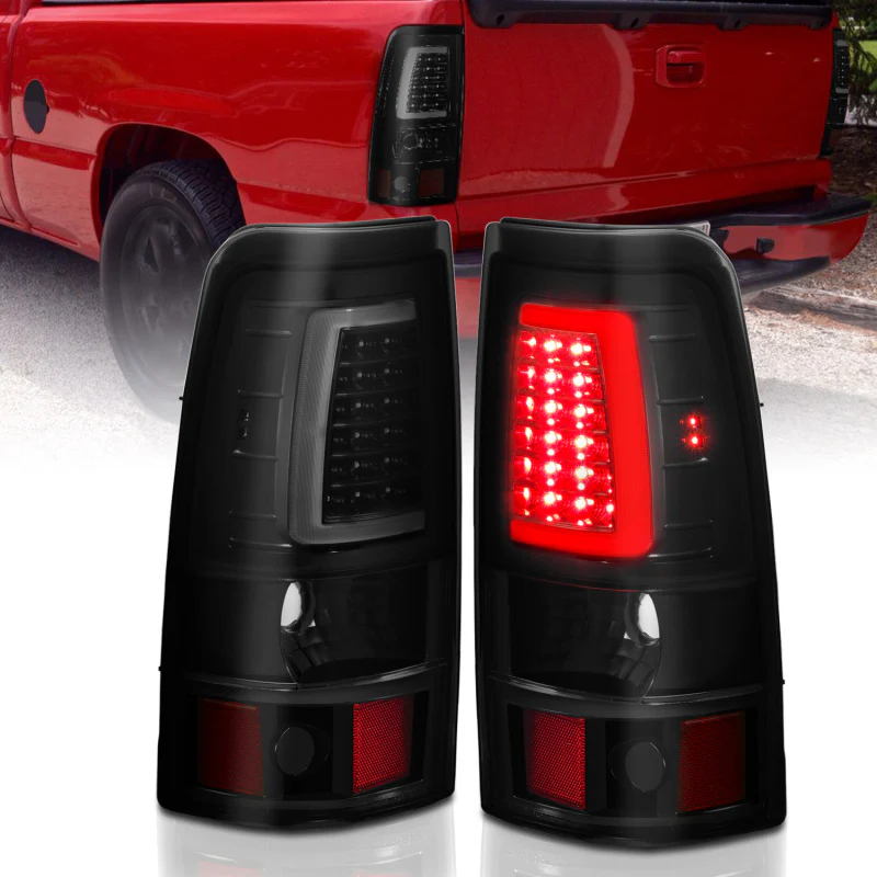 ANZO 1999-2002 Chevy Silverado 1500 LED Taillights Plank Style Black w/Smoke Lens - Image 2