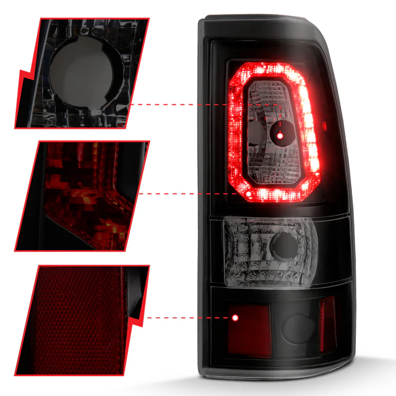 ANZO 1999-2002 Chevy Silverado 1500 LED Taillights Plank Style Black w/Smoke Lens - Image 10