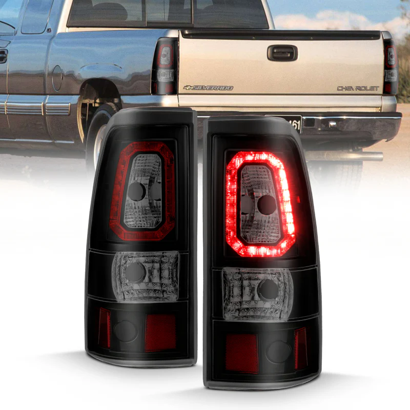 ANZO 1999-2002 Chevy Silverado 1500 LED Taillights Plank Style Black w/Smoke Lens - Image 2