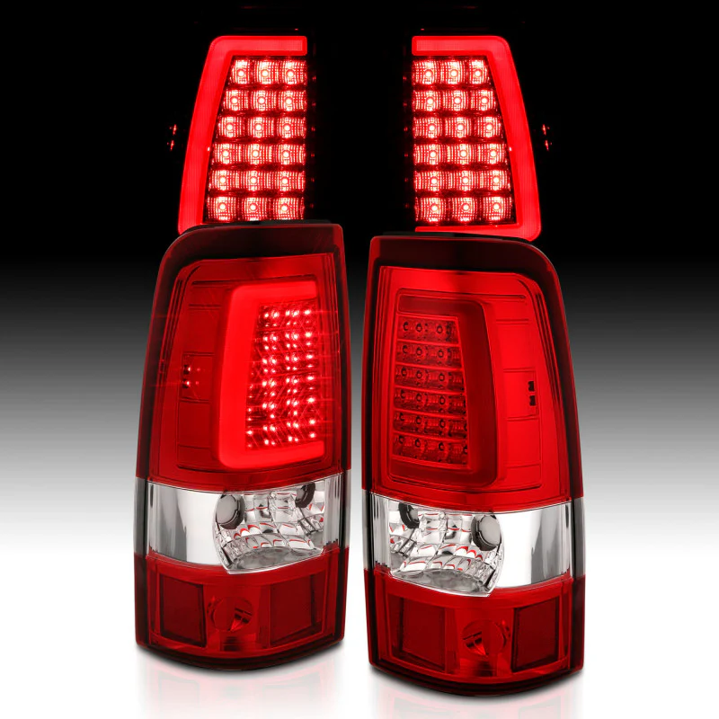 ANZO 1999-2002 Chevy Silverado 1500 LED Taillights Plank Style Chrome With Red/Clear Lens - Image 11