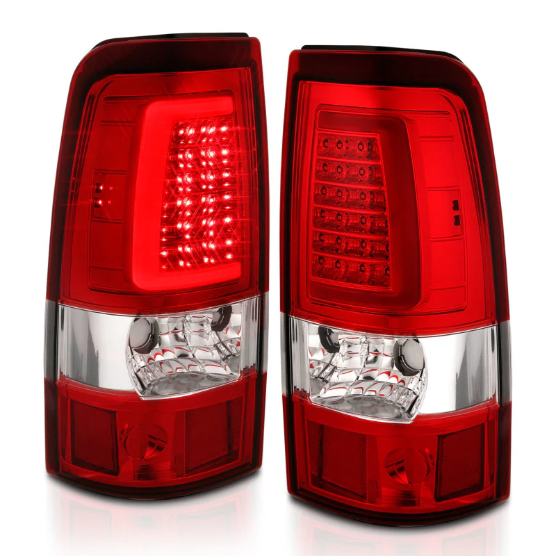 ANZO 1999-2002 Chevy Silverado 1500 LED Taillights Plank Style Chrome With Red/Clear Lens - Image 14