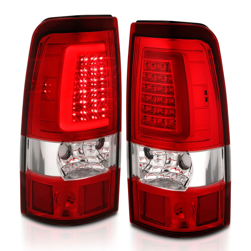 ANZO 1999-2002 Chevy Silverado 1500 LED Taillights Plank Style Chrome With Red/Clear Lens - Image 16