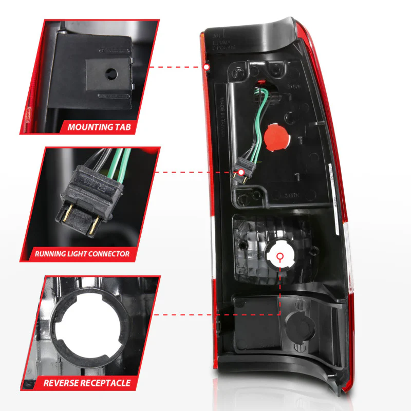 ANZO 1999-2002 Chevy Silverado 1500 LED Taillights Plank Style Chrome With Red/Clear Lens - Image 10