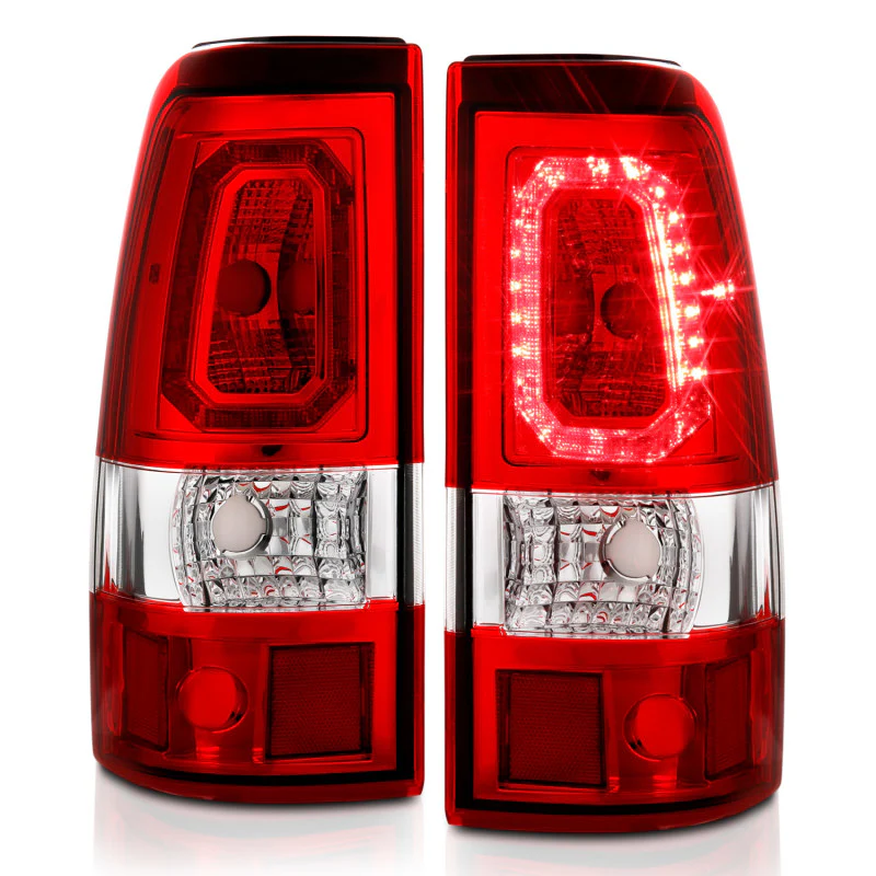 ANZO 1999-2002 Chevy Silverado 1500 LED Taillights Plank Style Chrome With Red/Clear Lens - Image 11
