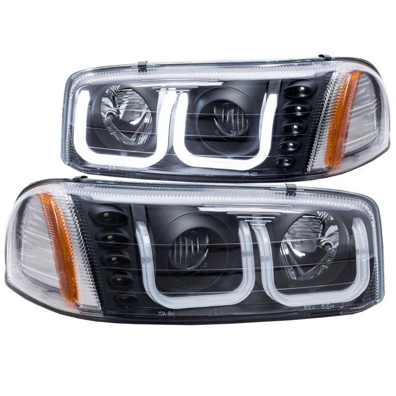 ANZO 1999-2006 GMC Sierra 1500 Projector Headlights w/ U-Bar Black - Image 2