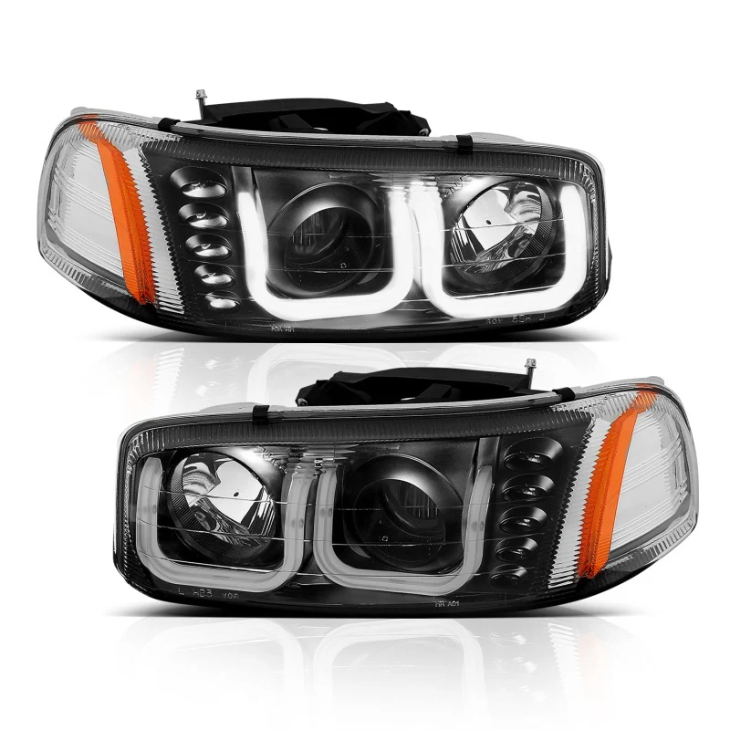 ANZO 1999-2006 GMC Sierra 1500 Projector Headlights w/ U-Bar Black - Image 5