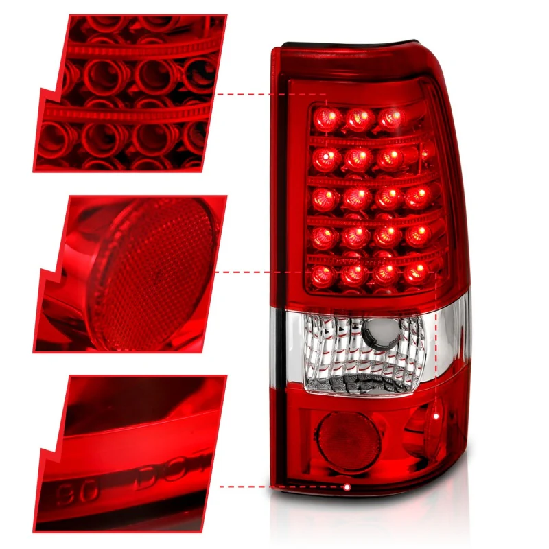 ANZO 1999-2007 Chevrolet Silverado 1500 LED Taillights Red/Clear - Image 16