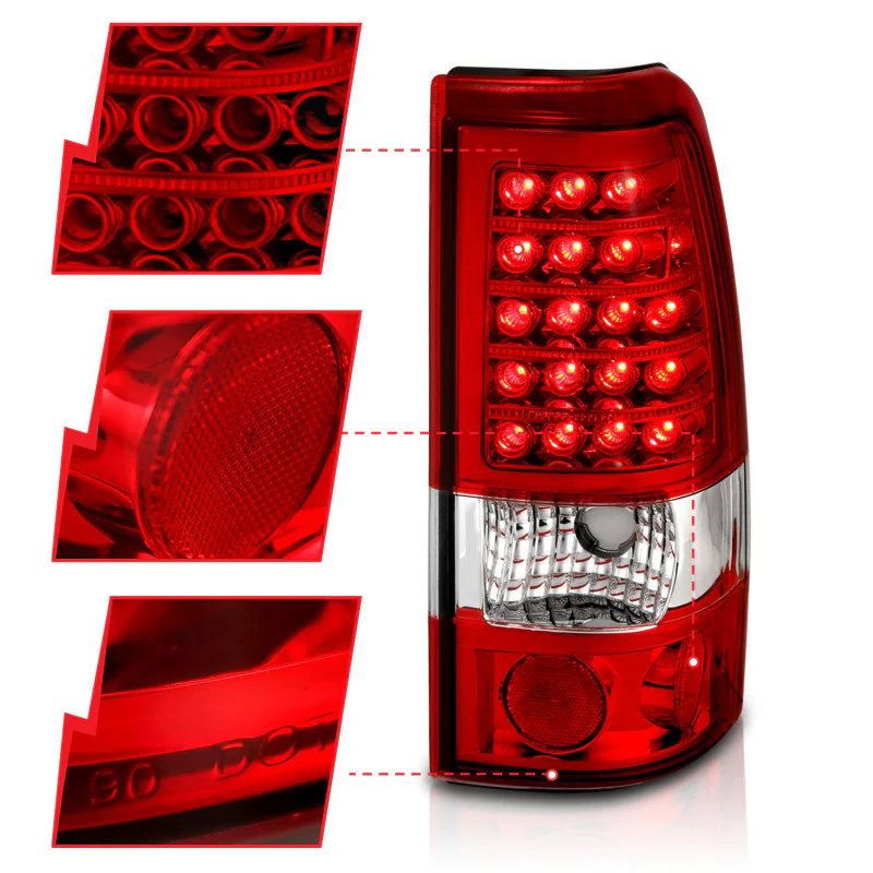 ANZO 1999-2007 Chevrolet Silverado 1500 LED Taillights Red/Clear - Image 5
