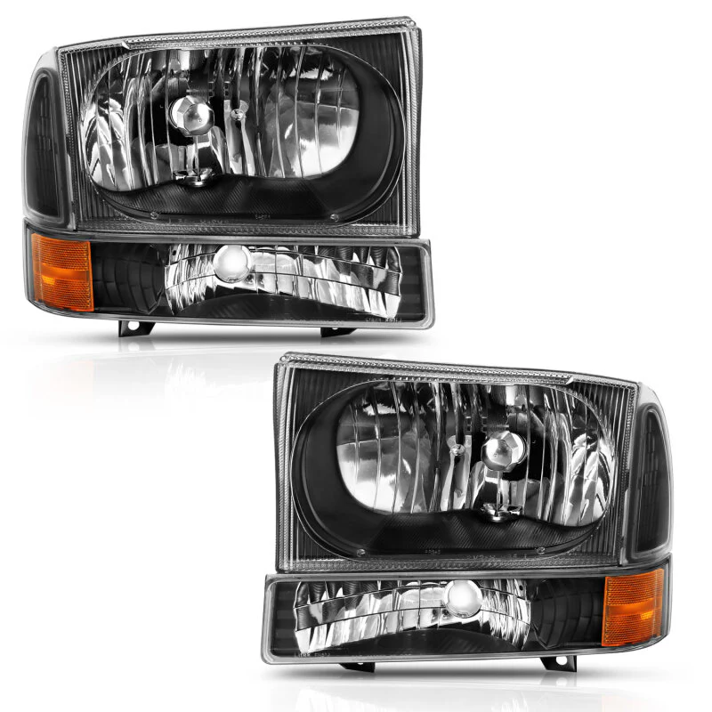 ANZO 2000-2004 Ford Excursion Crystal Headlight w/ Corner Light Black Amber (w/o Bulb) - Image 3