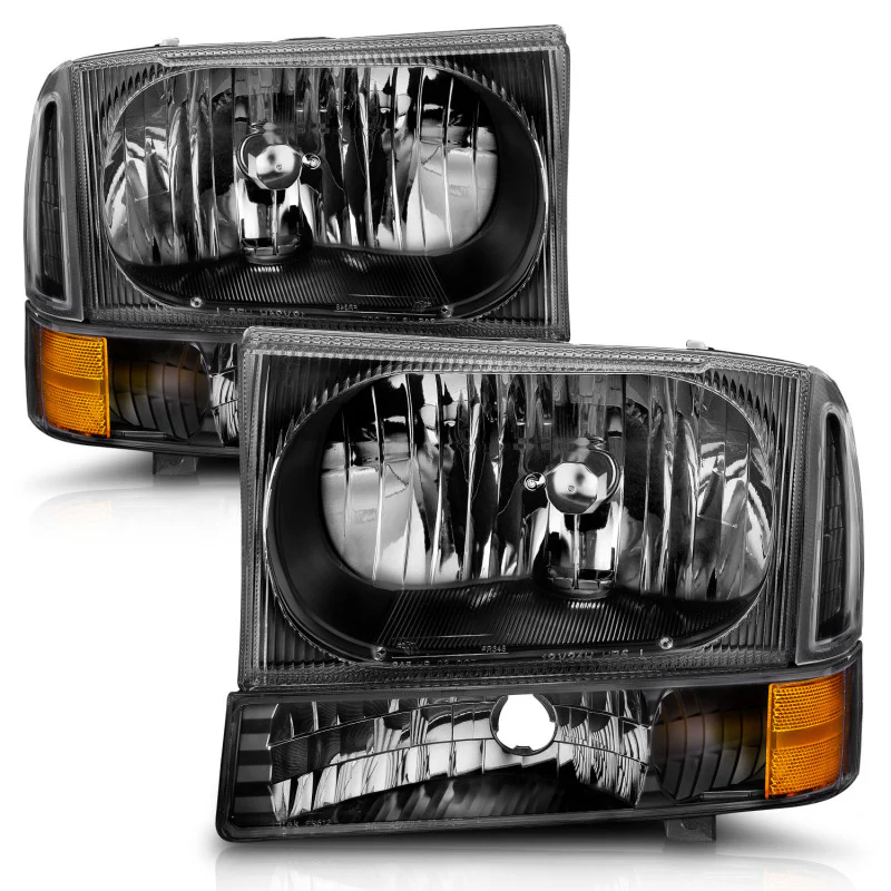 ANZO 2000-2004 Ford Excursion Crystal Headlights Black - Image 10