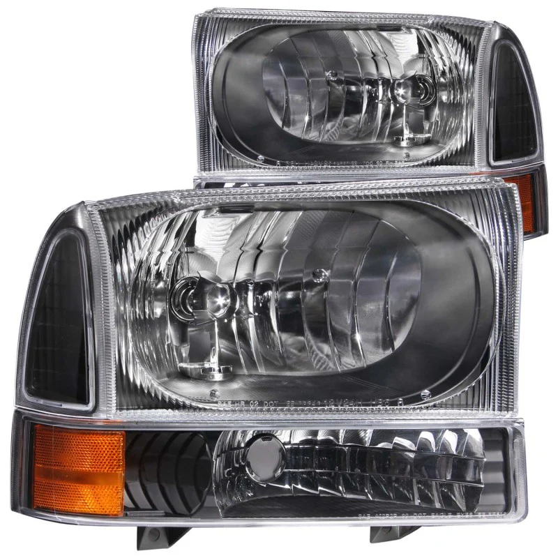 ANZO 2000-2004 Ford Excursion Crystal Headlights Black - Image 2