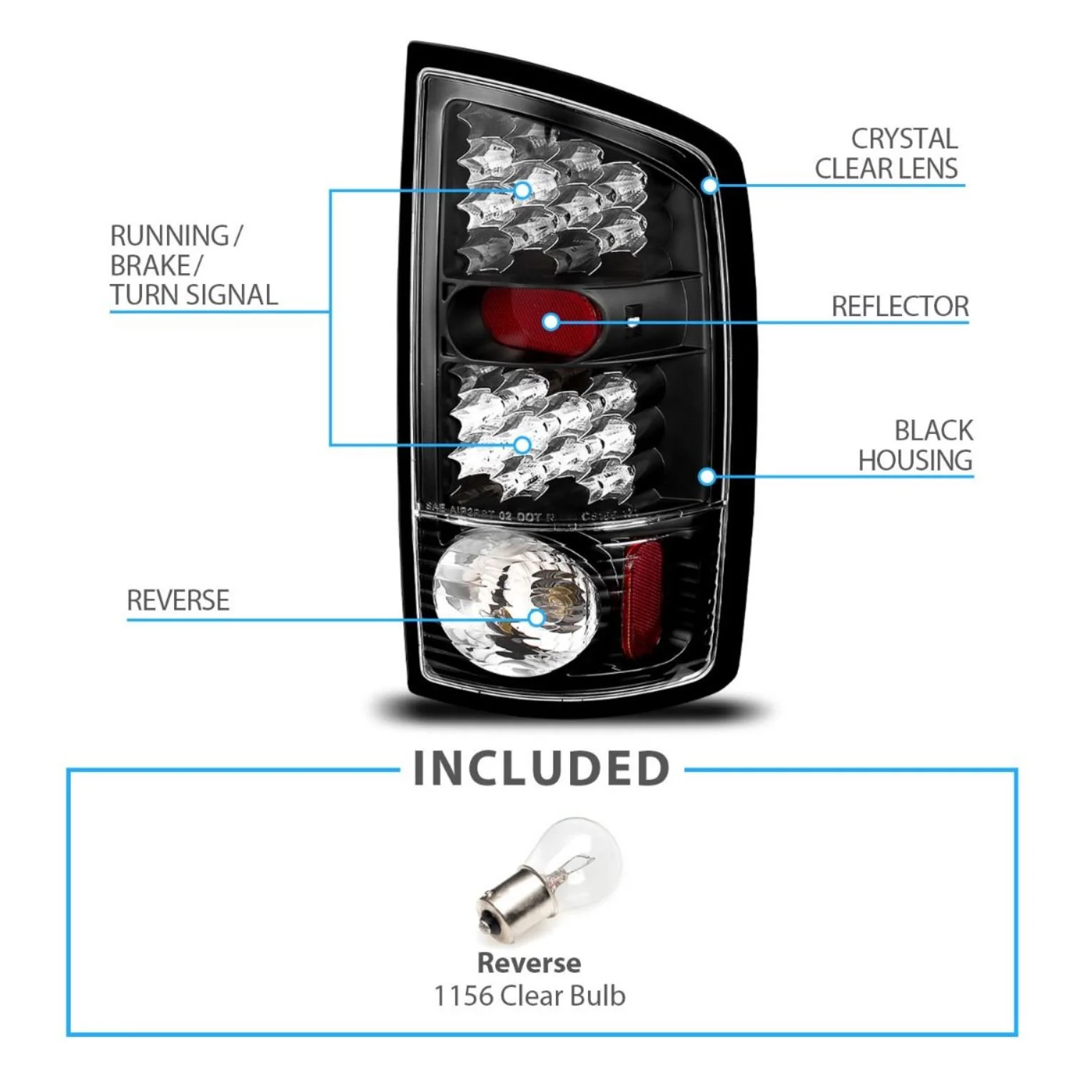 ANZO 2002-2005 Dodge Ram 1500 LED Taillights Black - Image 3