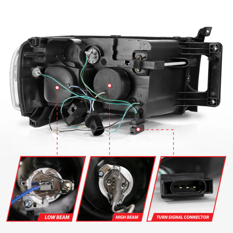 ANZO 2002-2005 Dodge Ram 1500 Projector Headlights w/ Halo Chrome Clear Amber - Image 6