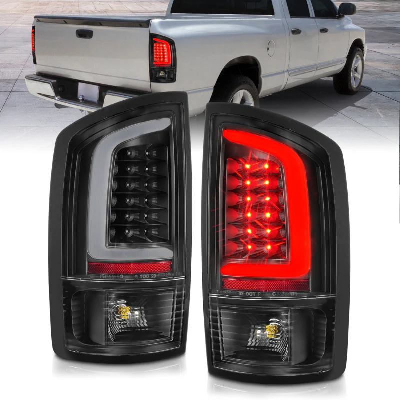 ANZO 2002-2006 Dodge Ram 1500 LED Tail Lights w/ Light Bar Black Housing Clear Lens - Image 6