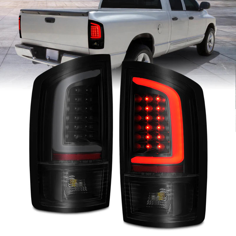 ANZO 2002-2006 Dodge  Ram 1500 LED Tail Lights w/ Light Bar Black Housing Smoke Lens - Image 5