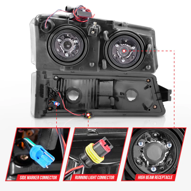 ANZO 2003-2006 Chevrolet Silverado 1500 Crystal Headlights w/ Light Bar Chrome Housing - Image 8