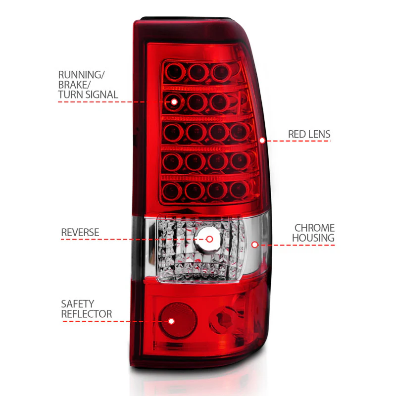 ANZO 2003-2006 Chevrolet Silverado 1500 LED Taillights Red/Clear - Image 10