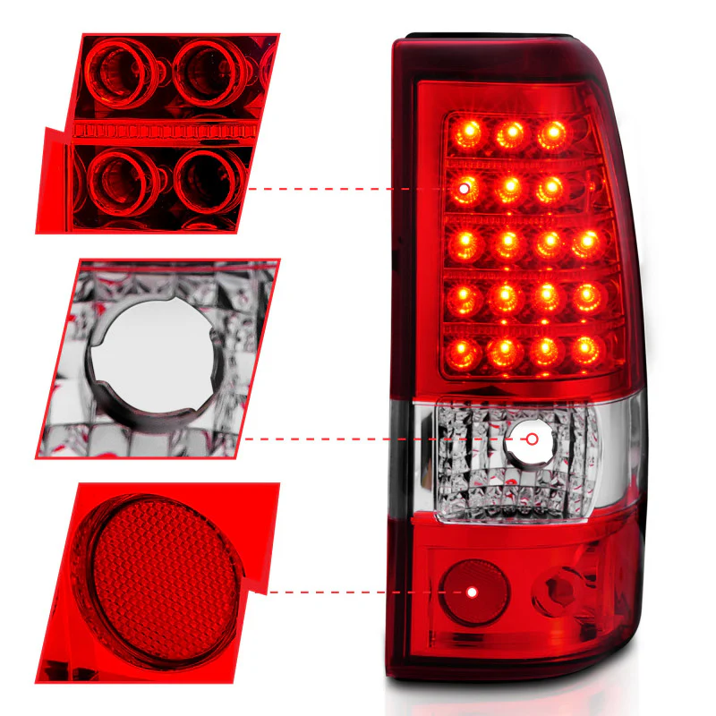 ANZO 2003-2006 Chevrolet Silverado 1500 LED Taillights Red/Clear - Image 5