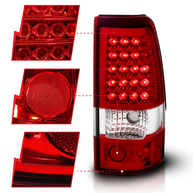 ANZO 2003-2006 Chevrolet Silverado 1500 LED Taillights Red/Clear - Image 9