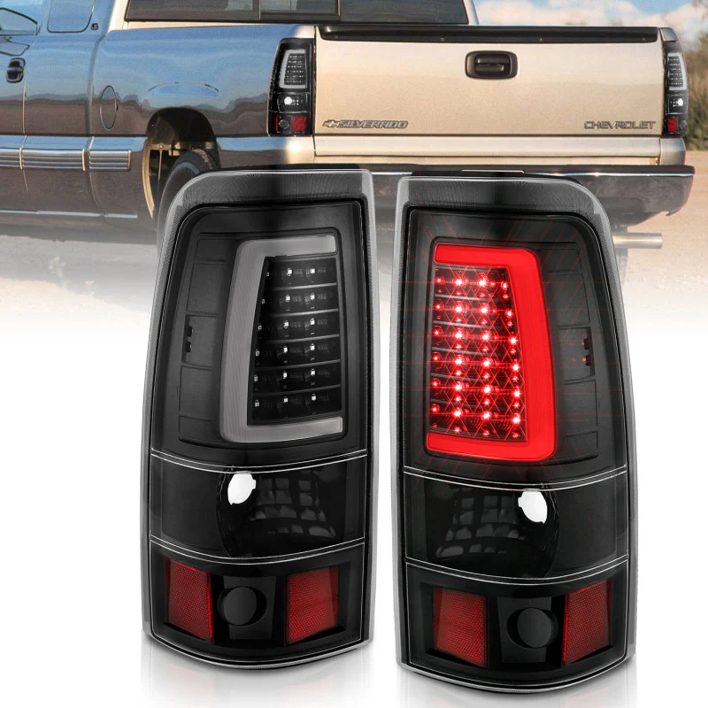 ANZO 2003-2006 Chevy Silverado 1500 LED Taillights Plank Style Black w/Clear Lens - Image 2