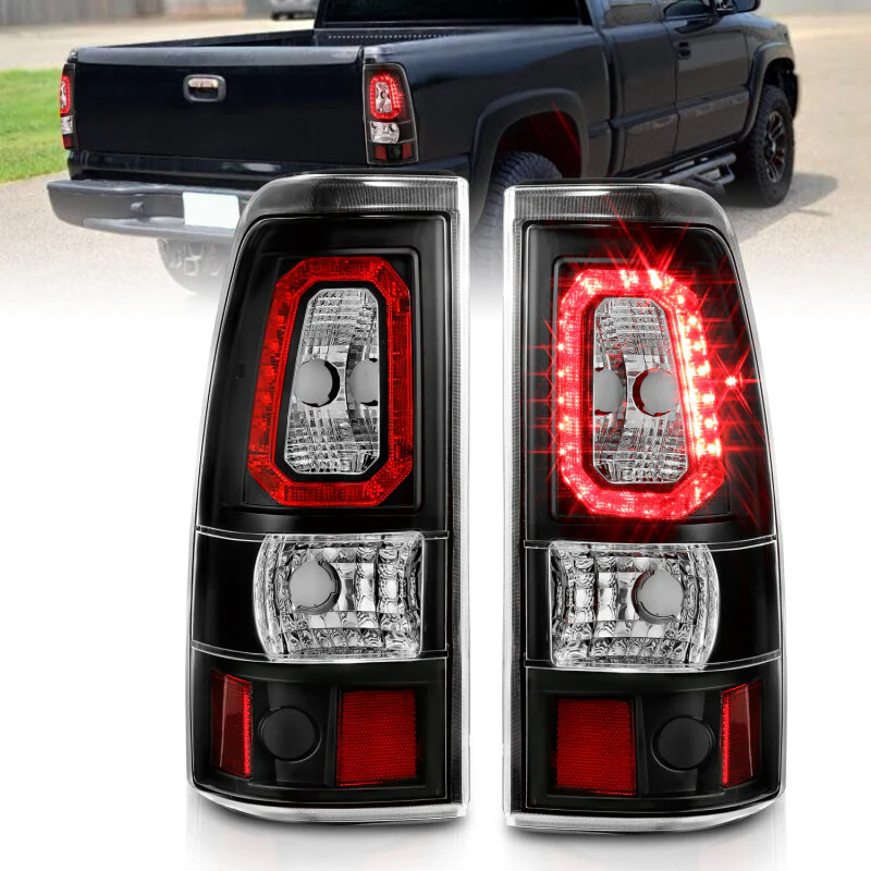 ANZO 2003-2006 Chevy Silverado 1500 LED Taillights Plank Style Black w/Clear Lens - Image 2