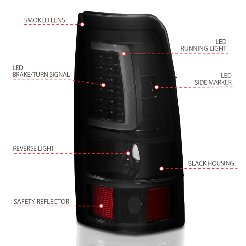 ANZO 2003-2006 Chevy Silverado 1500 LED Taillights Plank Style Black w/Smoke Lens - Image 16