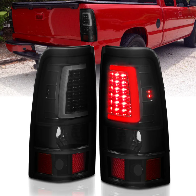 ANZO 2003-2006 Chevy Silverado 1500 LED Taillights Plank Style Black w/Smoke Lens - Image 2
