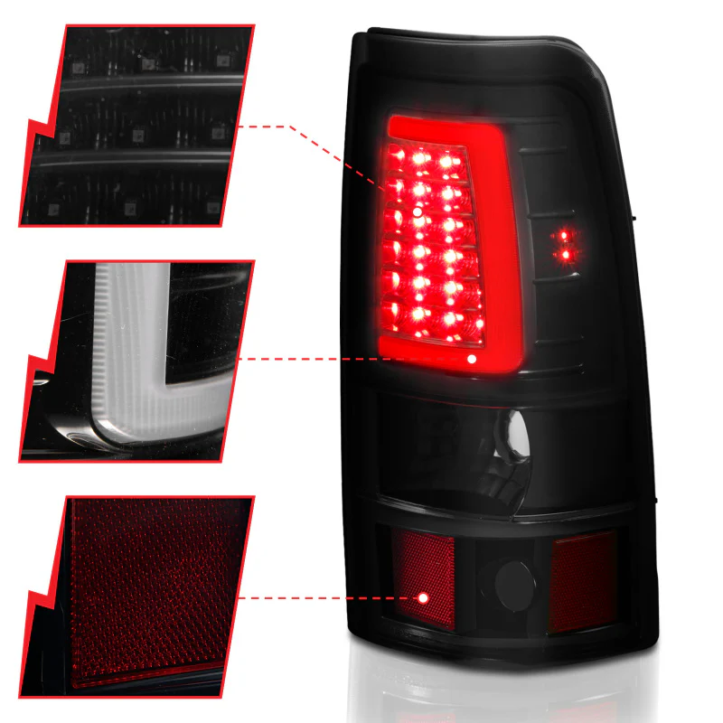 ANZO 2003-2006 Chevy Silverado 1500 LED Taillights Plank Style Black w/Smoke Lens - Image 5