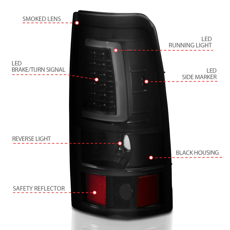 ANZO 2003-2006 Chevy Silverado 1500 LED Taillights Plank Style Black w/Smoke Lens - Image 9