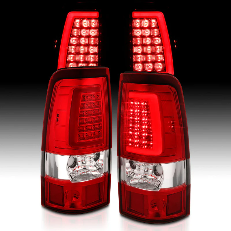 ANZO 2003-2006 Chevy Silverado 1500 LED Taillights Plank Style Chrome With Red/Clear Lens - Image 14