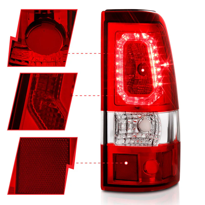ANZO 2003-2006 Chevy Silverado 1500 LED Taillights Plank Style Chrome With Red/Clear Lens - Image 5