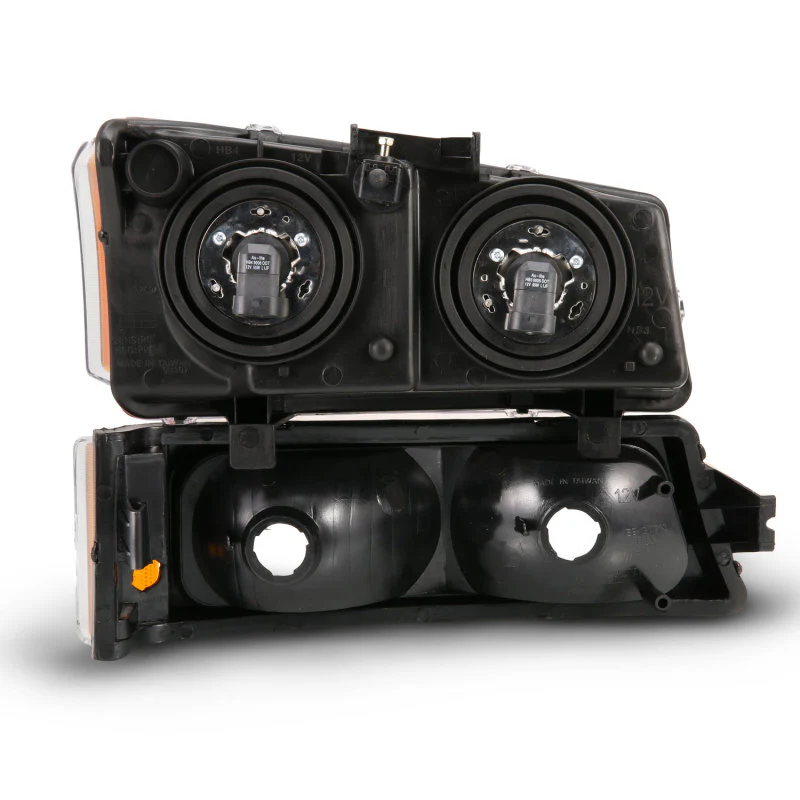 ANZO 2003-2006 Chevy Silverado Crystal Headlight w/ Signal Light Black Amber (4 pcs) - Image 5