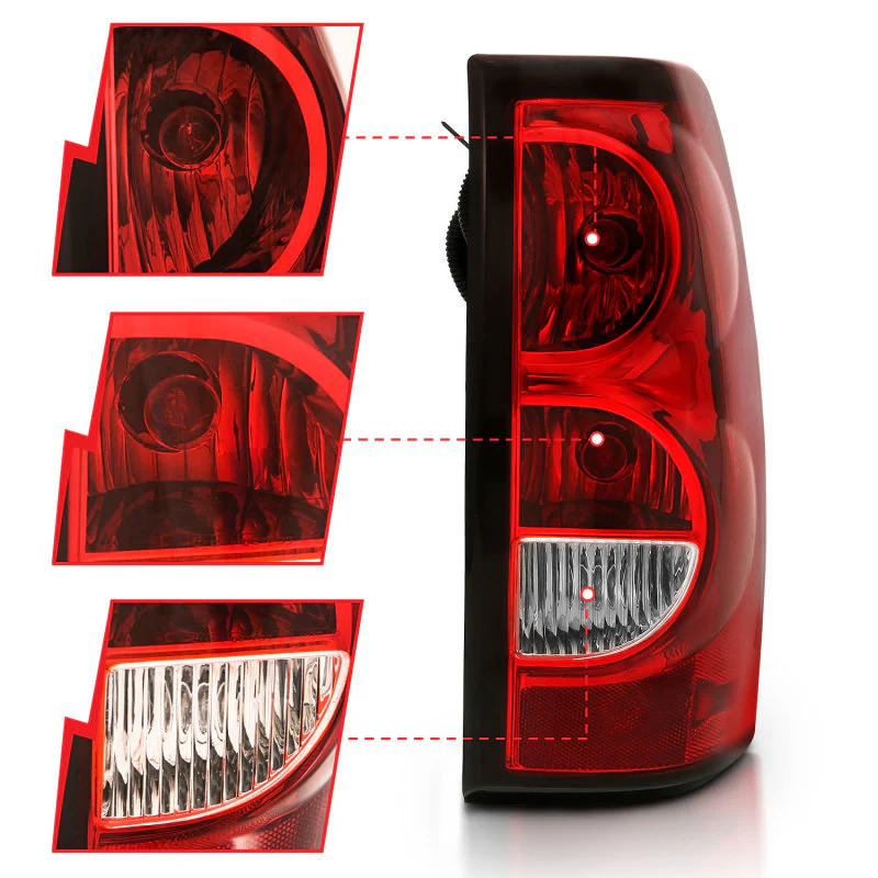 ANZO 2004-2007 Chevy Silverado Taillight Red/Clear Lens w/Black Trim (OE Replacement) - Image 10
