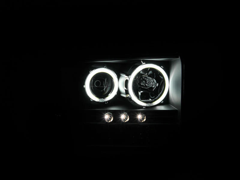 ANZO 2005-2007 Ford Excursion Projector Headlights w/ Halo Black w/ LED Strip (CCFL) 1pc - Image 3