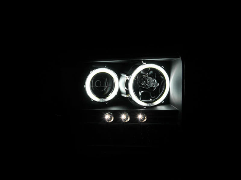 ANZO 2005-2007 Ford Excursion Projector Headlights w/ Halo Black w/ LED Strip (CCFL) 1pc - Image 6