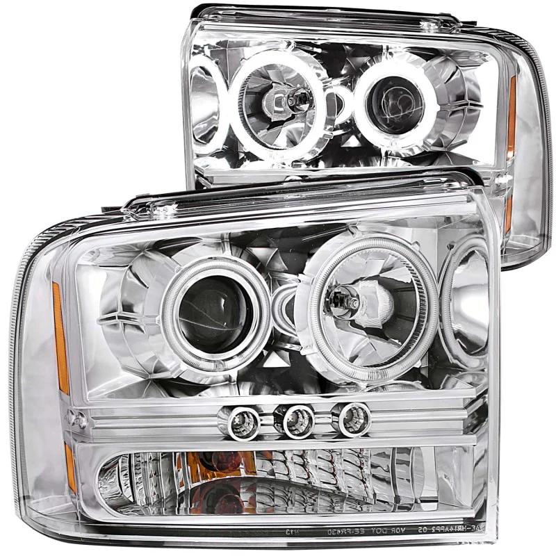 ANZO 2005-2007 Ford Excursion Projector Headlights w/ Halo Chrome w/ LED Strip (CCFL) 1pc - Image 2