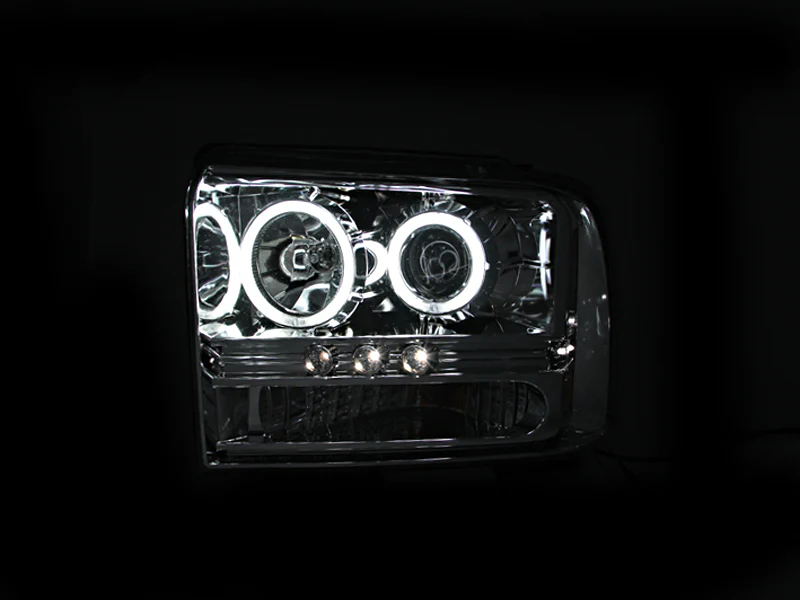 ANZO 2005-2007 Ford Excursion Projector Headlights w/ Halo Chrome w/ LED Strip (CCFL) 1pc - Image 3