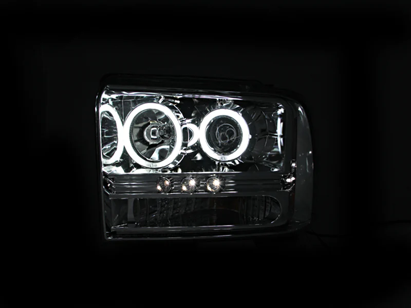 ANZO 2005-2007 Ford Excursion Projector Headlights w/ Halo Chrome w/ LED Strip (CCFL) 1pc - Image 4