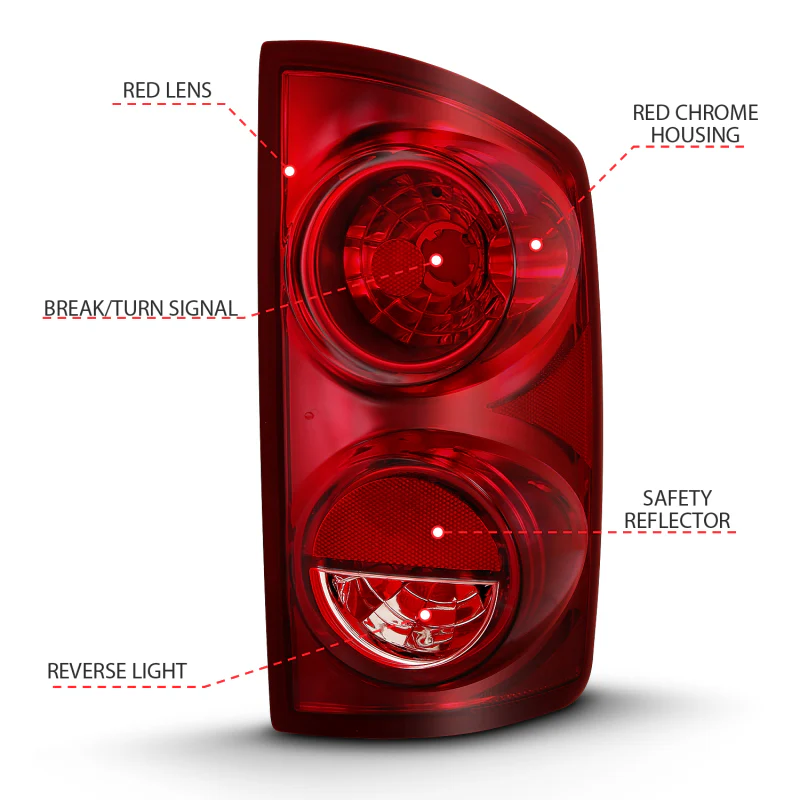 ANZO 2007-2009 Dodge Ram 1500 Tail Light Red Lens (OE) - Image 7