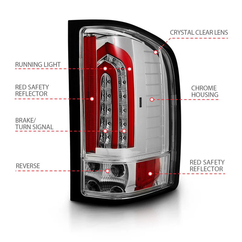 ANZO 2007-2013 Chevrolet Silverado 1500 LED Taillights Chrome - Image 13
