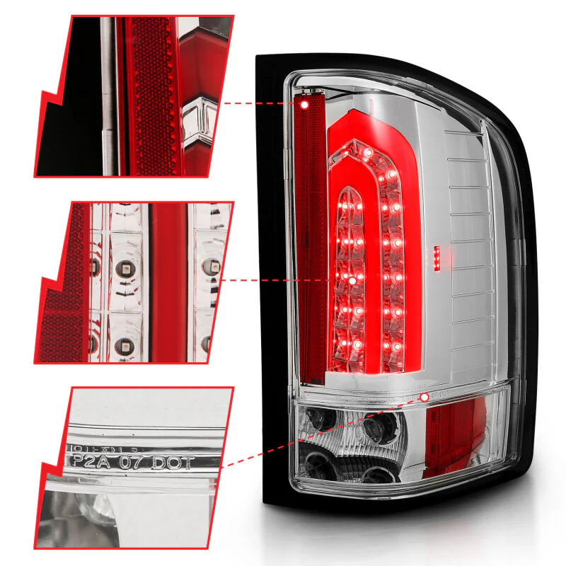 ANZO 2007-2013 Chevrolet Silverado 1500 LED Taillights Chrome - Image 3
