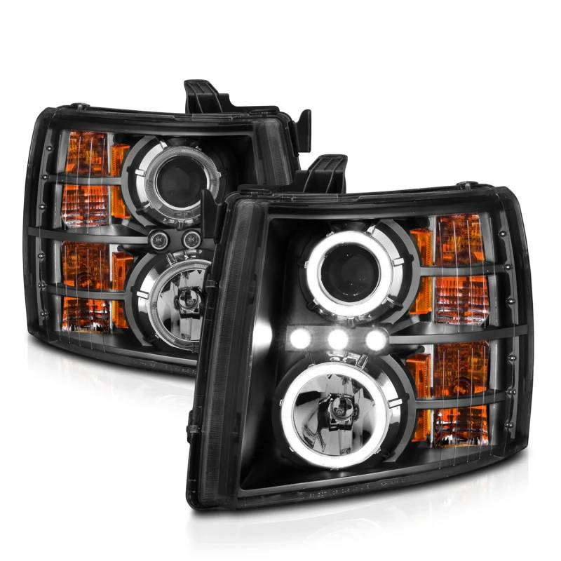 ANZO 2007-2013 Chevrolet Silverado 1500 Projector Headlights w/ Halo Black - Image 12