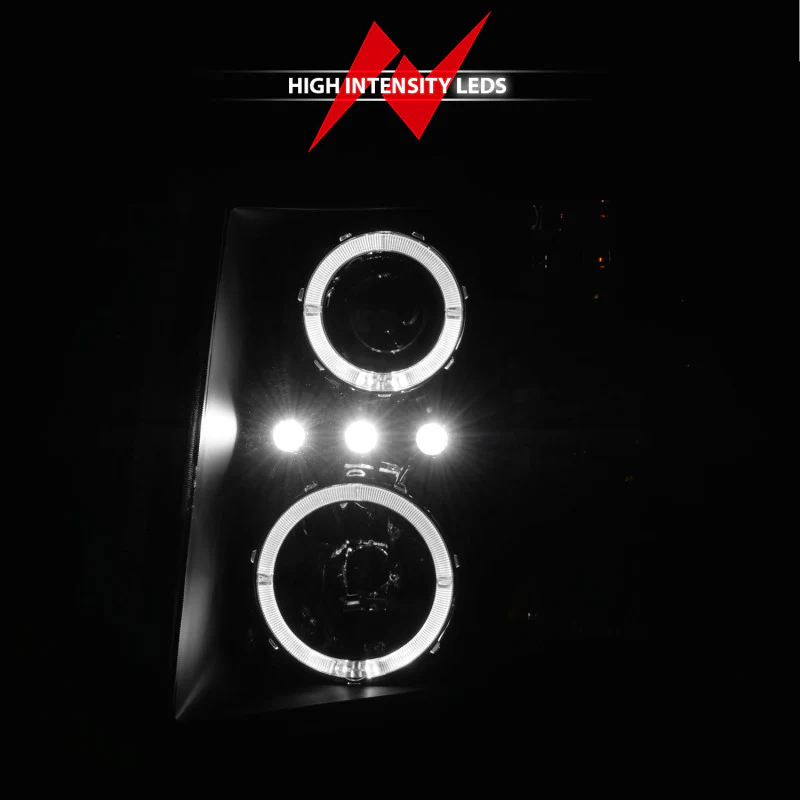 ANZO 2007-2013 Chevrolet Silverado 1500 Projector Headlights w/ Halo Black - Image 7