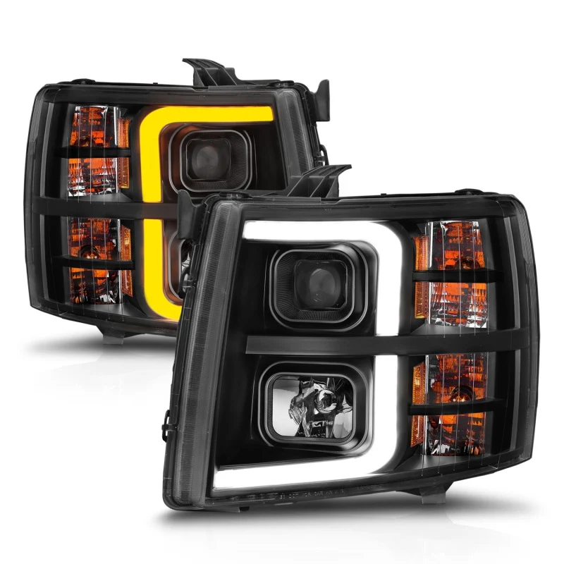 ANZO 2007-2013 Chevrolet Silverado 1500 Projector w/ Light Bar Black Housing w/ Sequential - Image 13