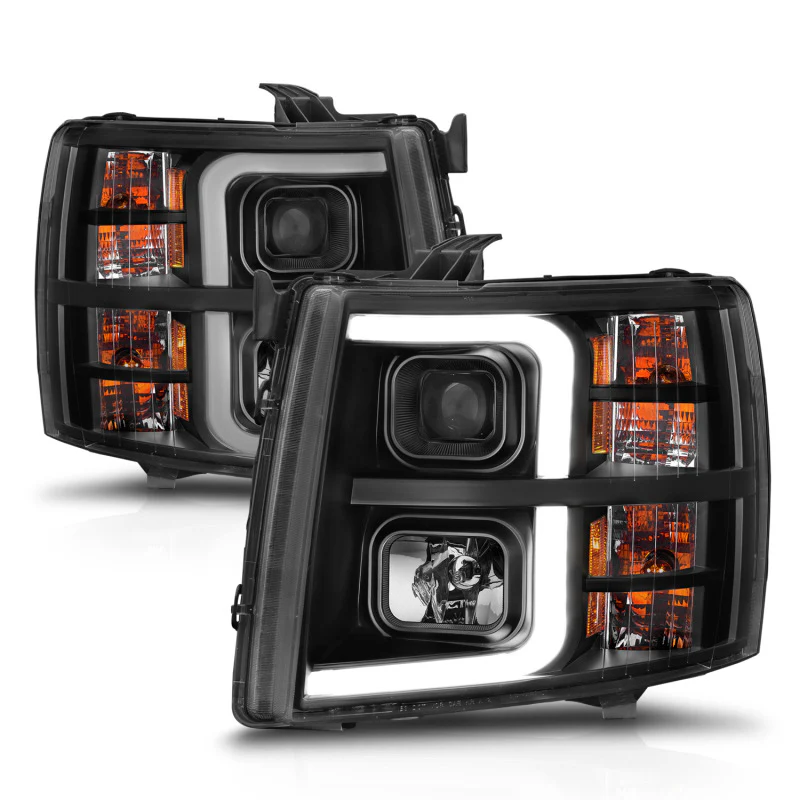 ANZO 2007-2013 Chevrolet Silverado 1500 Projector w/ Light Bar Black Housing w/ Sequential - Image 7