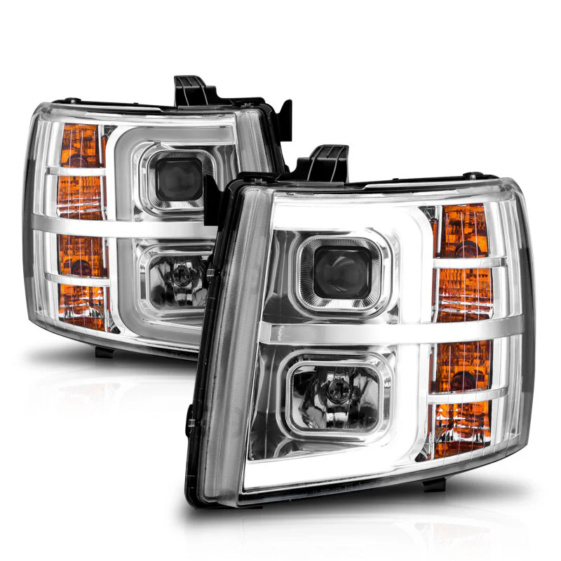 ANZO 2007-2013 Chevrolet Silverado 1500 Projector w/ Light Bar Chrome Housing w/ Sequential - Image 18