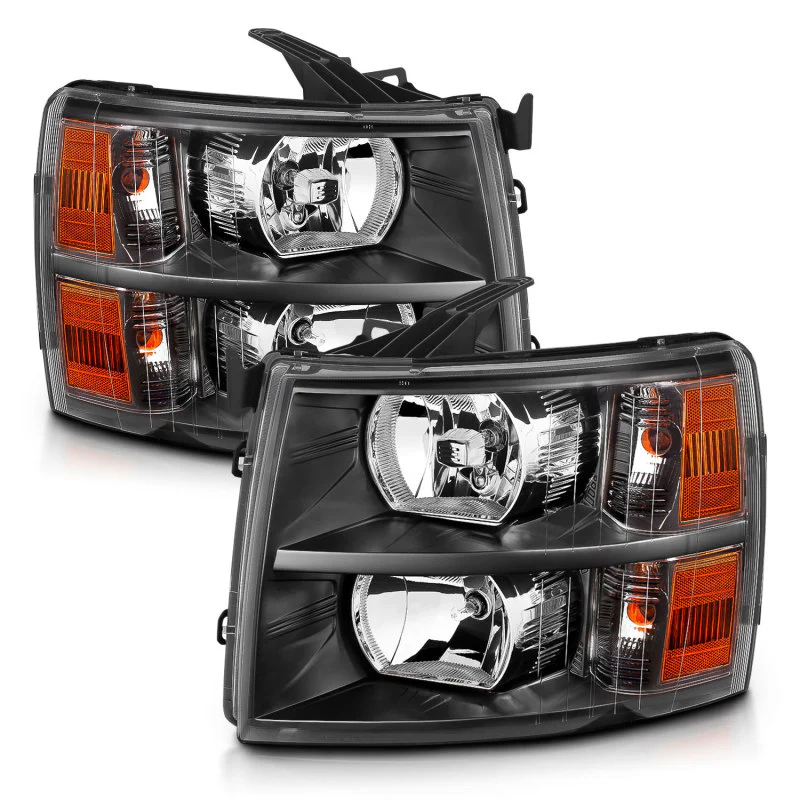 ANZO 2007-2013 Chevrolet Silverado Crystal Headlights Black - Image 9
