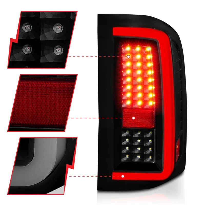 ANZO 2007-2013 Chevrolet Silverado1500/ 2500/ 3500 LED Tail Lights w/ Light Bar Black Housing Smoke - Image 15